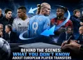 European football transfers explained with contract papers, club shirts and transfer window graphics