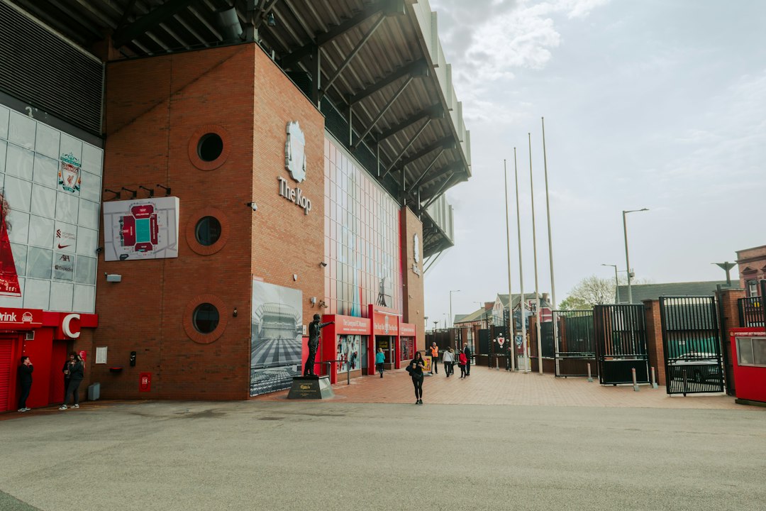 Supporters outside Anfield stadium