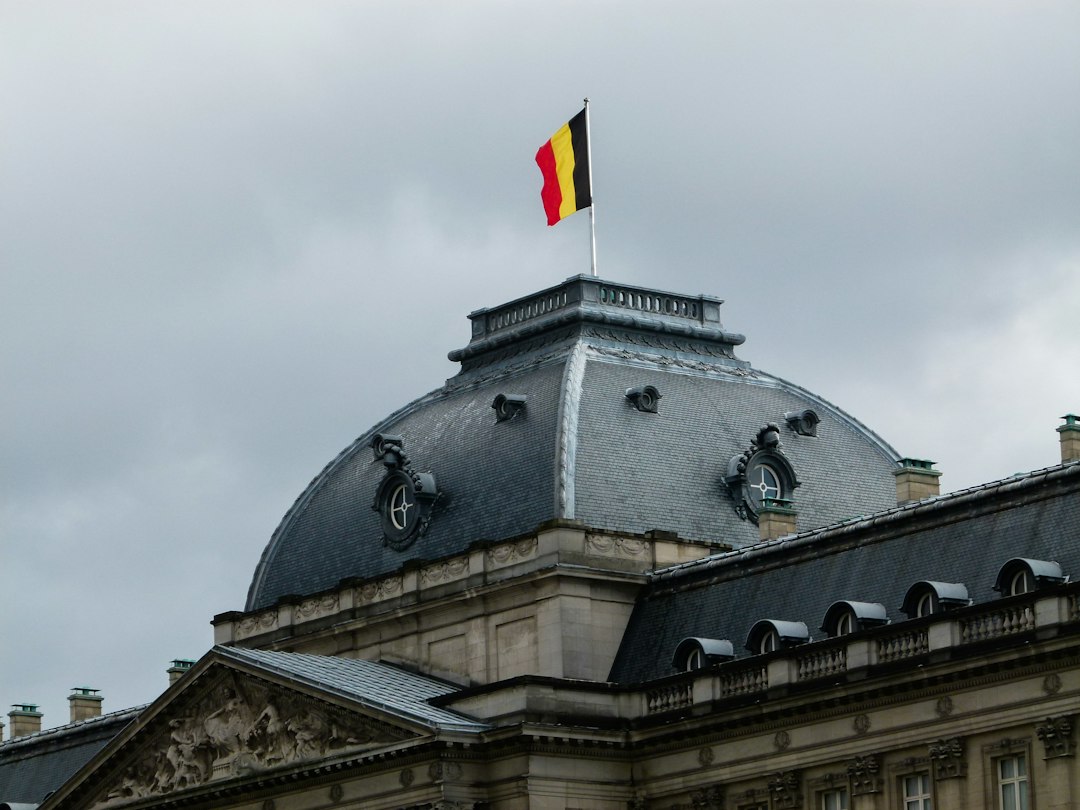 Belgian flag on a building in Brussels