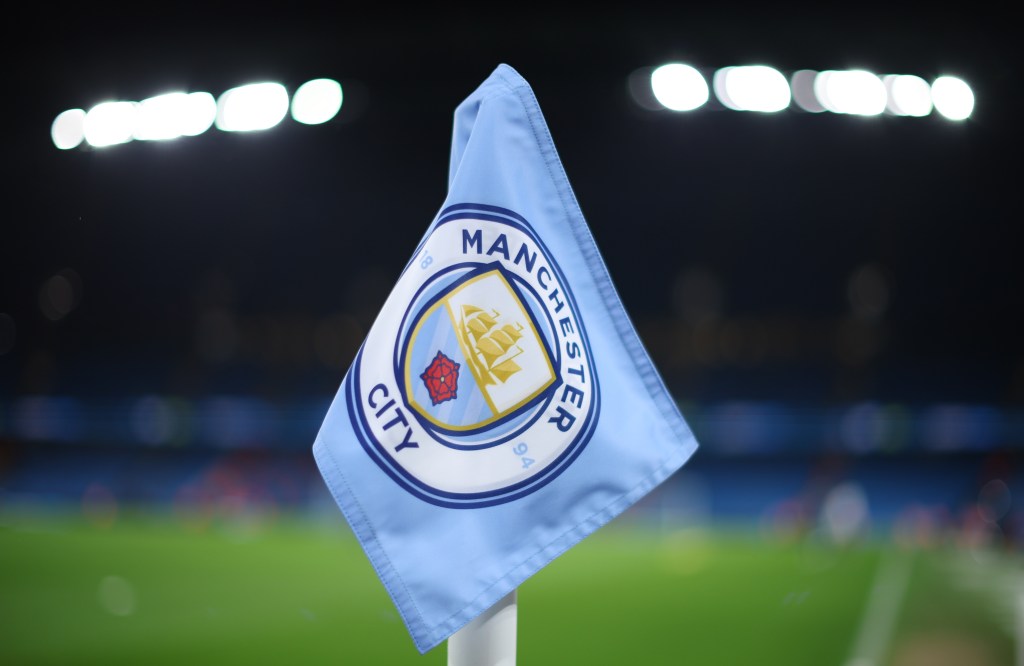 Manchester City corner flag at the Etihad Stadium