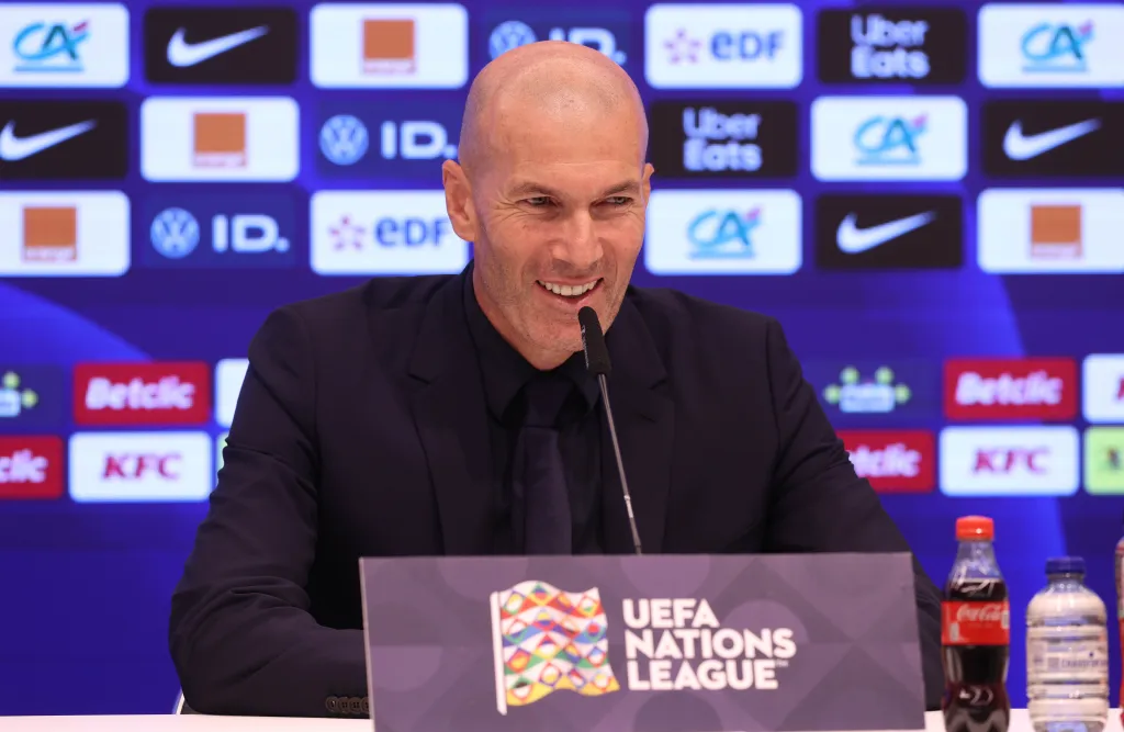 Zinedine Zidane on the touchline as France manager