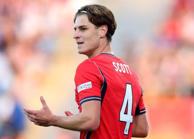 Alex Scott playing for England in October 2026