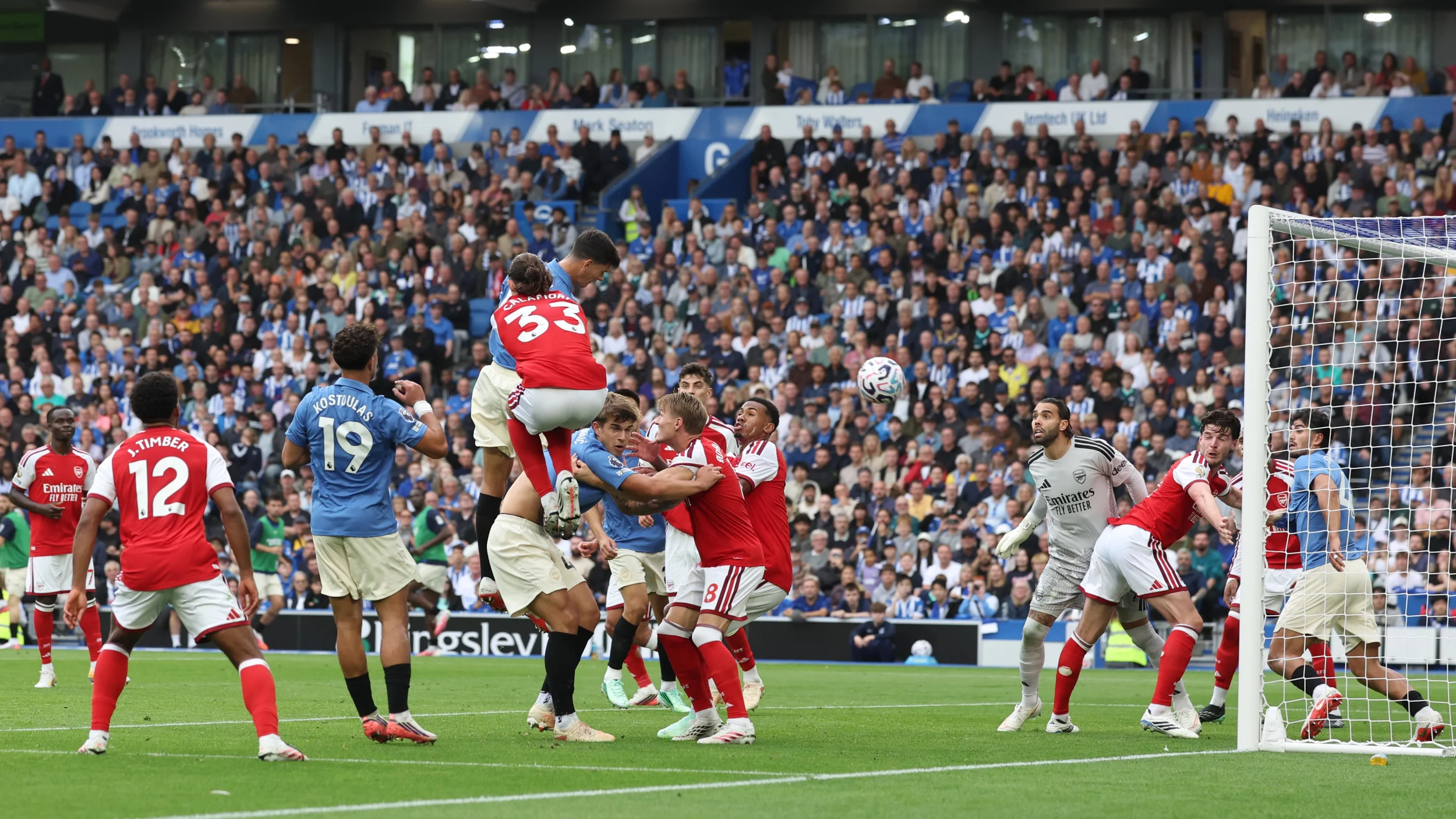Chema Andres scores Brighton's third goal against Arsenal