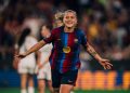 Claudia Pina celebrates for Barcelona against Real Madrid in October 2026