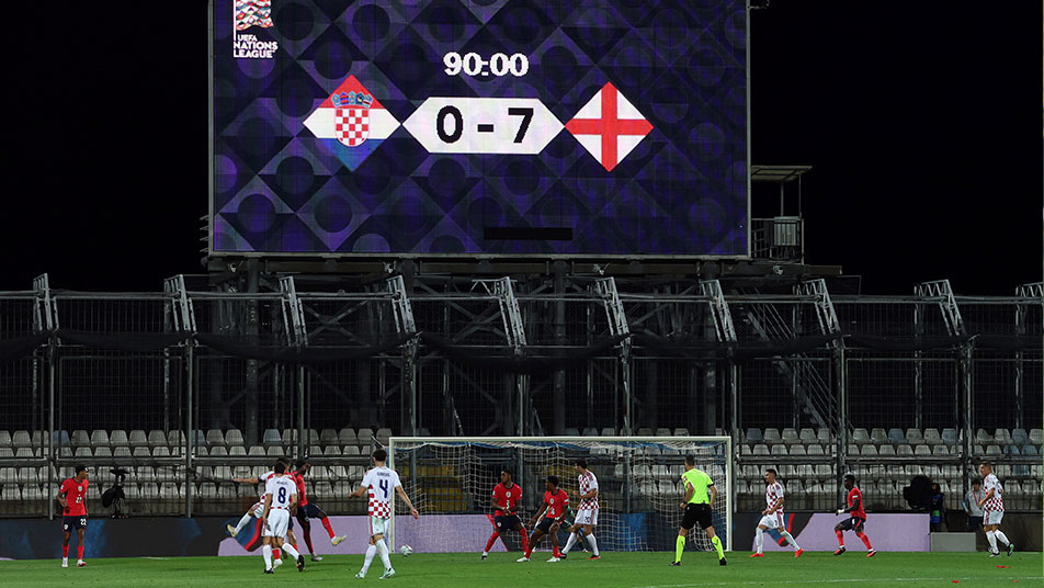 The scoreboard after England's 7-0 Nations League win away to Croatia