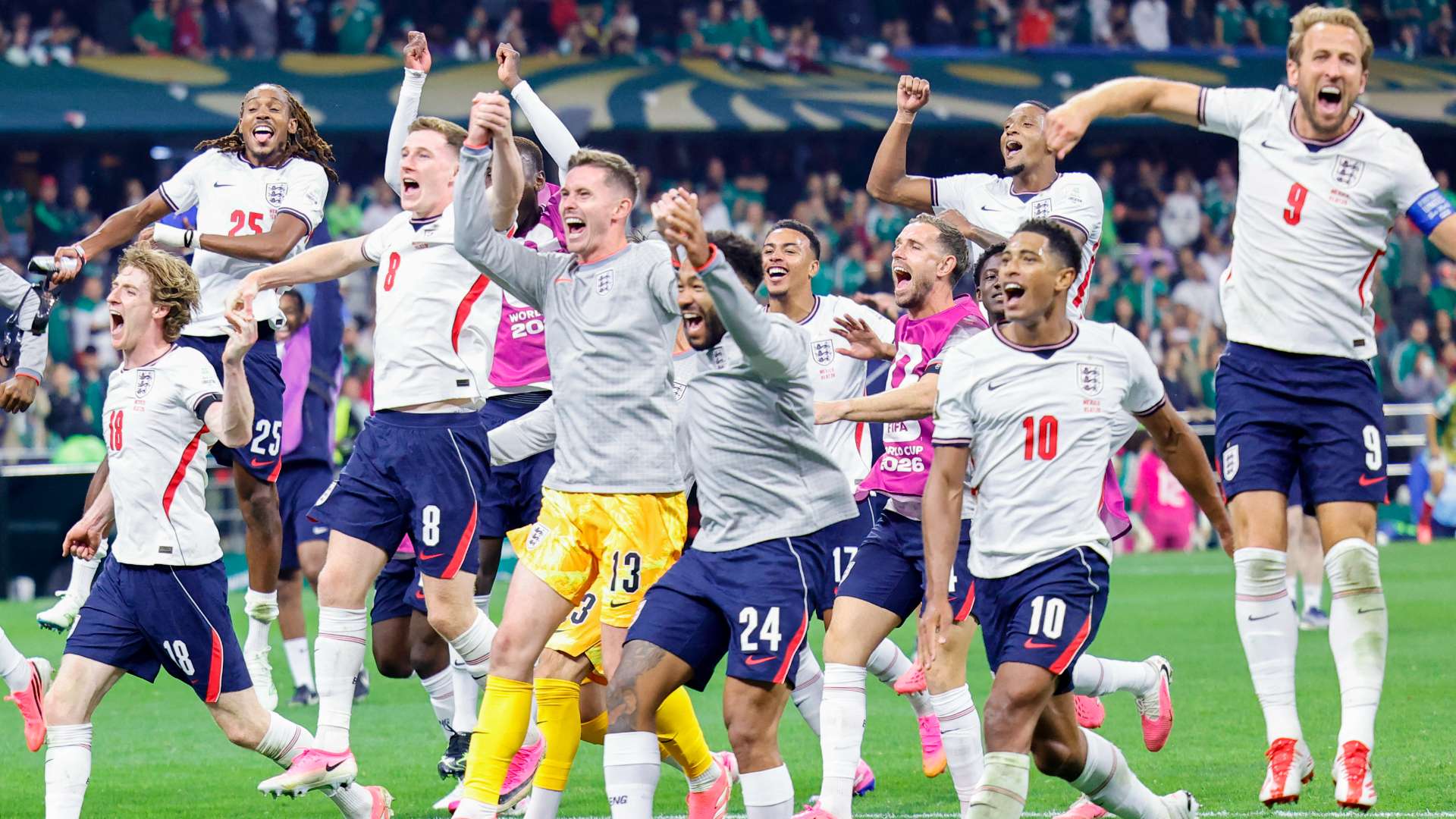 England players celebrating together in 2026