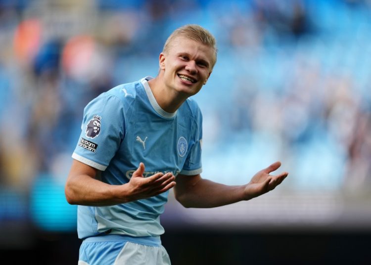 Erling Haaland in Manchester City colours