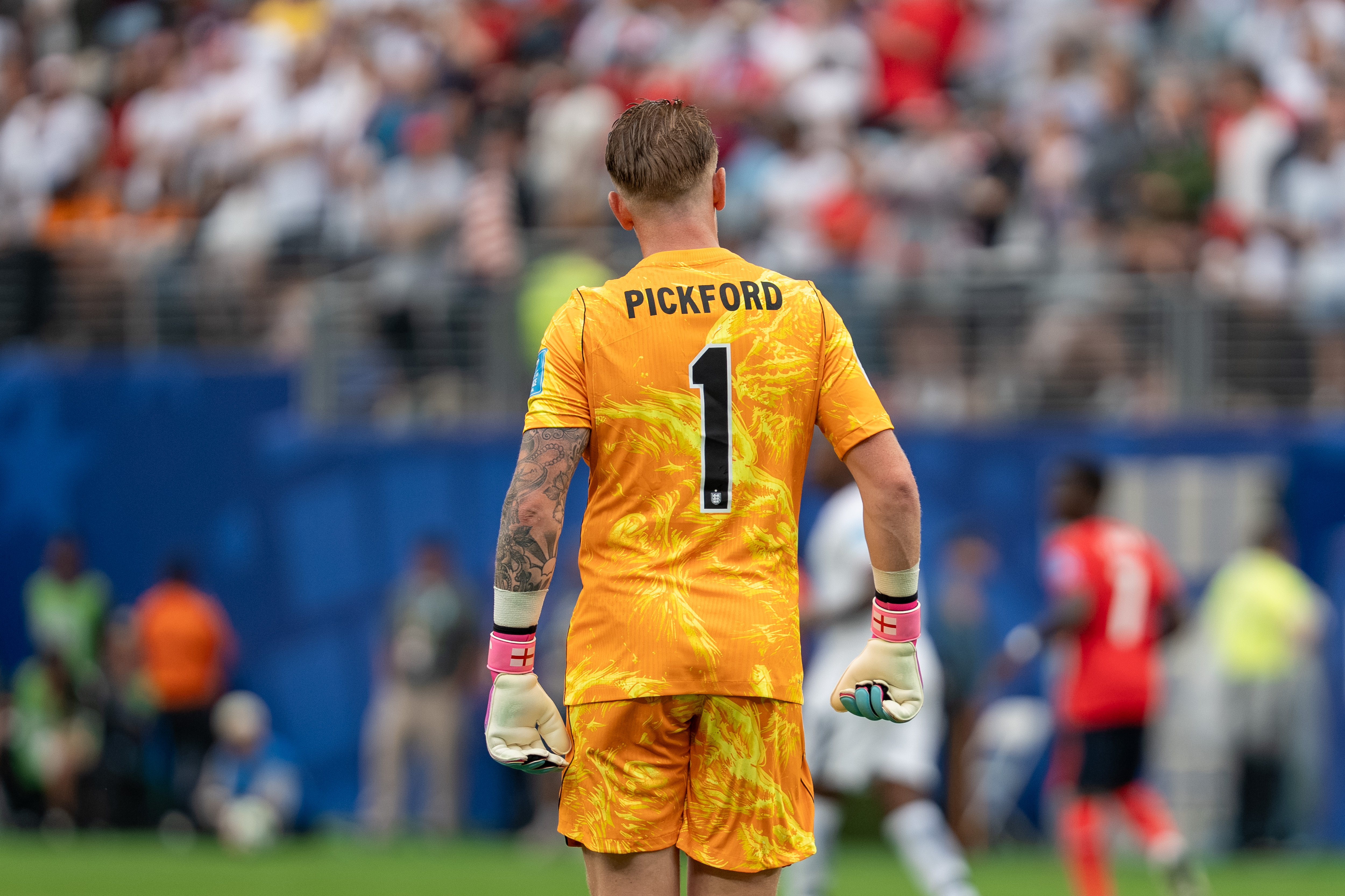 Jordan Pickford playing for England in 2026