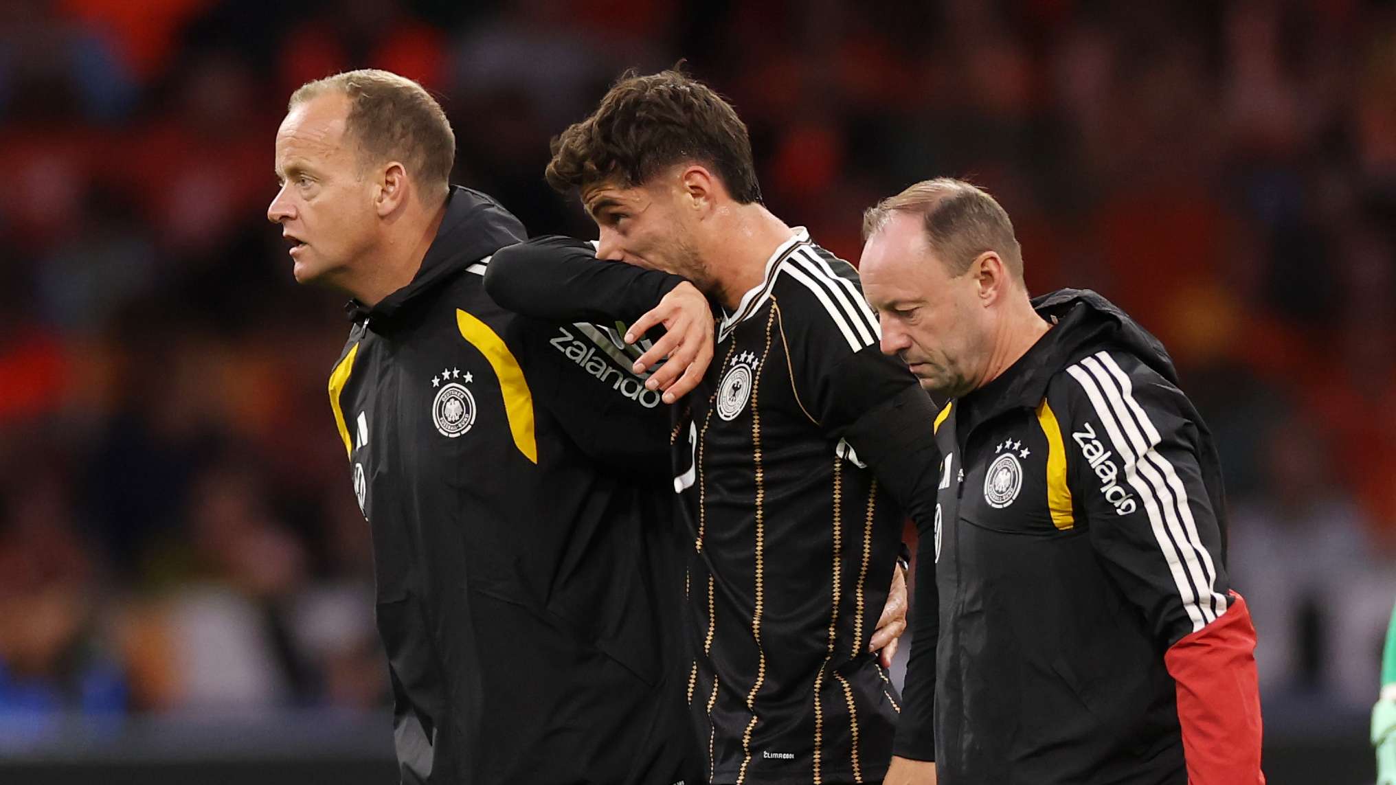 Kai Havertz helped from the pitch after suffering an injury on Germany duty