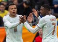 Kylian Mbappe and Ousmane Dembele together with France