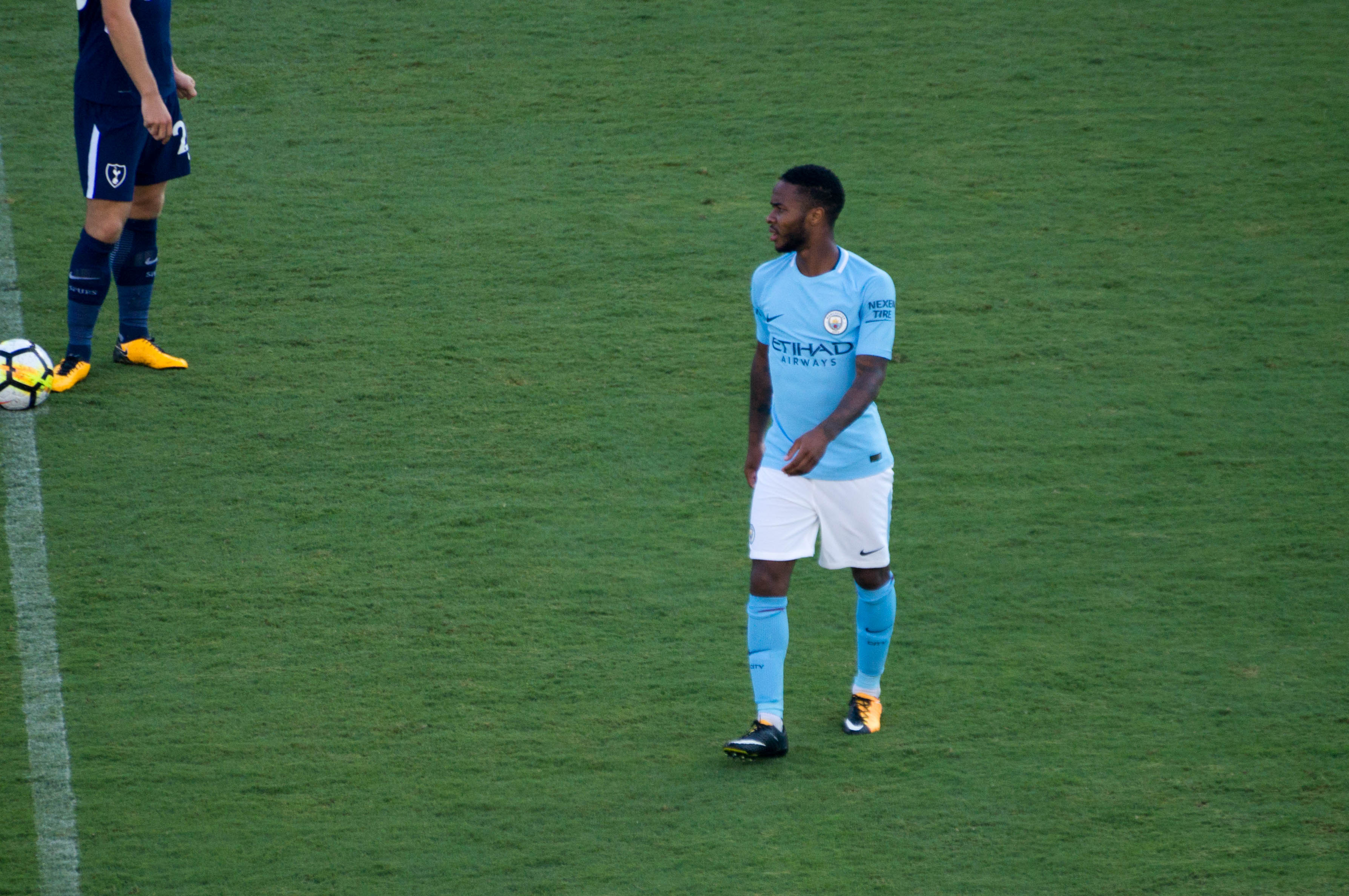 Raheem Sterling on the pitch during his Manchester City era
